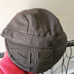 Ben Sherman Wool Blend Flat Cap with Embroidered Union Jack Brim - Brown - S/M